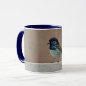 Schattigee kleine vogel op een hek Art Mok Cup (Voorkant links)