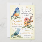 Schattigee Kleine Vogel Verjaardagsfeestuitnodigin Kaart (Voorkant)