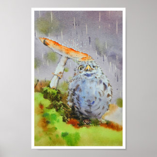 Schattigee kleine vogel waterverf poster