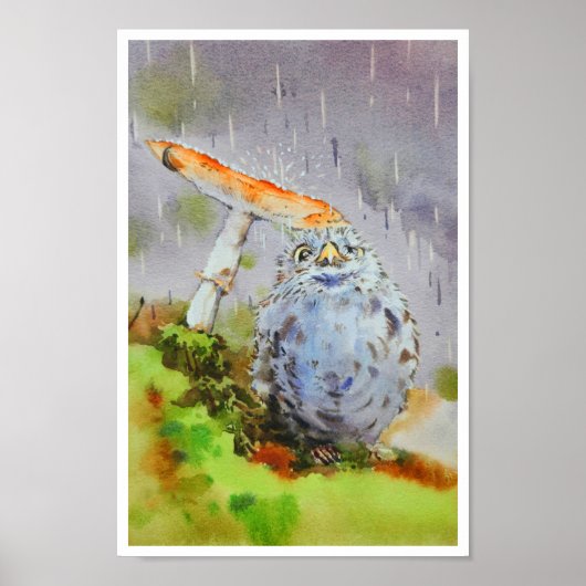 Schattigee kleine vogel waterverf poster (Voorkant)
