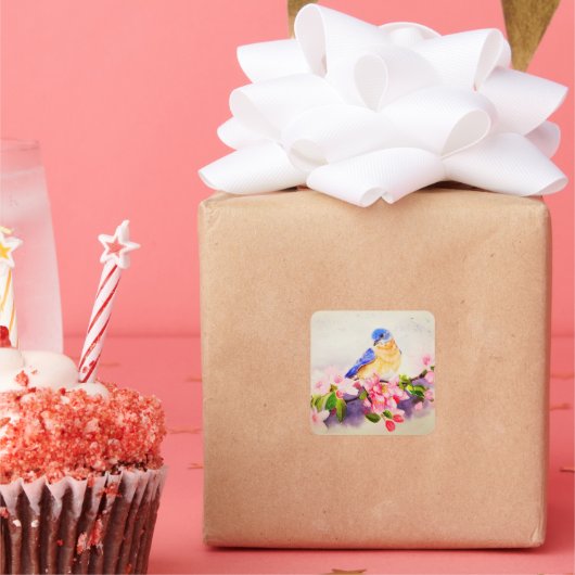 Schattigee kleine vogel waterverf sticker (Feest)