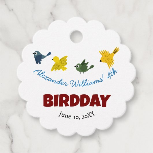 Schattigee kleine vogels verjaardagsfeestje voor k bedankjes labels (Voorkant)