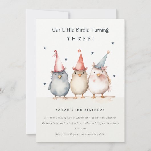 Schattigee kleine vogeltjes elke leeftijd kinderen kaart (Voorkant)