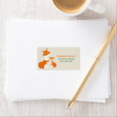 Schattigee kleine vos en mam Adresetiketten Etiket (Insitu)