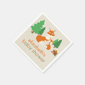 Schattigee kleine vos en moeder Baby shower Papier Servet (Hoek)