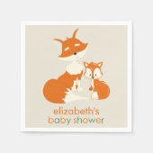 Schattigee kleine vos en moeder Baby shower Papier Servetten (Voorkant)