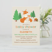 Schattigee kleine vos en moeder Baby shower uitnod Kaart (Staand voorkant)