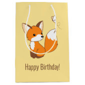 Schattigee kleine vos kijken vlinder verjaardag ge medium cadeauzakje (Voorkant)