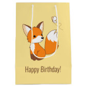Schattigee kleine vos kijken vlinder verjaardag ge medium cadeauzakje (Achterkant)