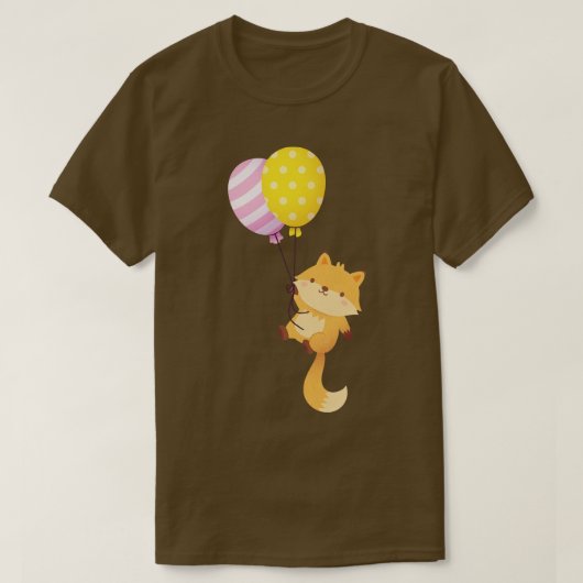 Schattigee kleine vos met ballonnen t-shirt (Design voorkant)