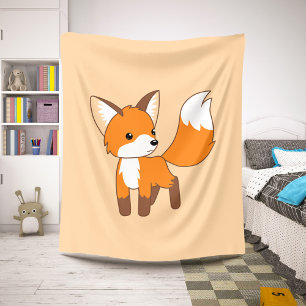 Schattigee kleine vos op Peach Beige Sherpa Deken