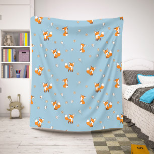 Schattigee kleine vossen patroon op blauw sherpa deken