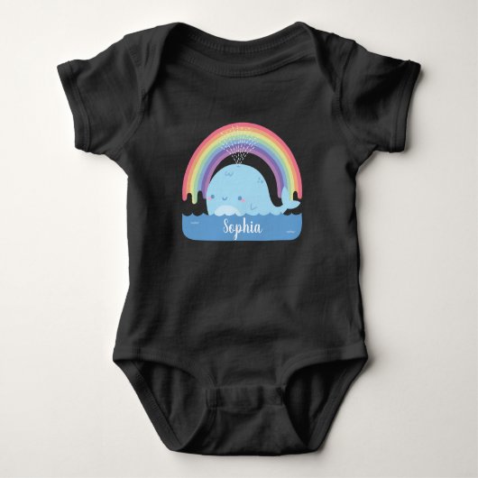 Schattigee kleine walvis en regenboog gepersonalis romper (Voorkant)