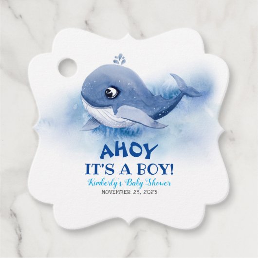 Schattigee kleine walvis onderwater thema Baby sho Bedankjes Labels (Voorkant)