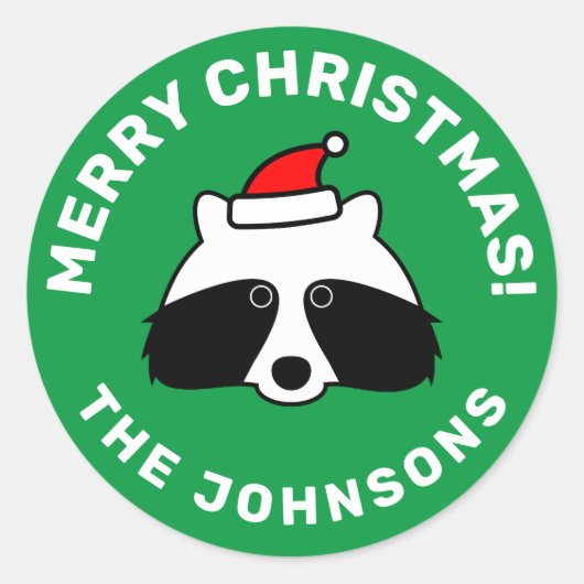 Schattigee kleine wasbeer Kerstmis envelop seal st Ronde Sticker (Voorkant)