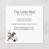 Schattigee Kleine Waterverf Baby Bird & Nest Vierkante Visitekaartje (Achterkant)