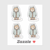 Schattigee kleine Waterverf Beer Sticker (Vel)