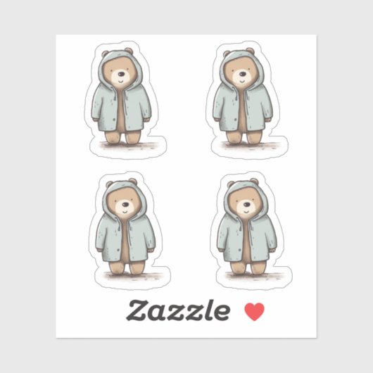 Schattigee kleine Waterverf Beer Sticker (Vel)