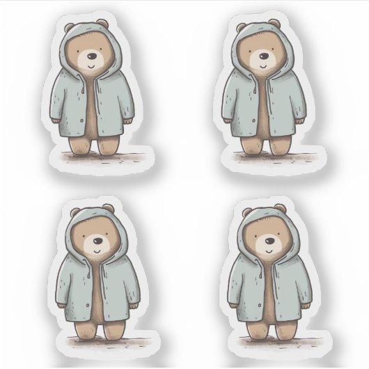 Schattigee kleine Waterverf Beer Sticker (Voorkant)