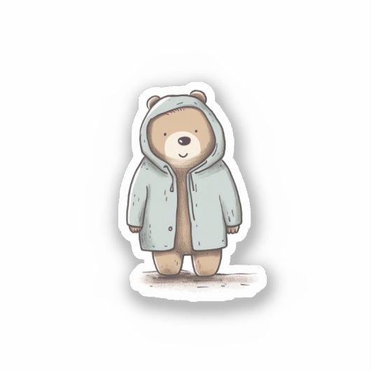 Schattigee kleine Waterverf Beer Sticker (Voorkant)