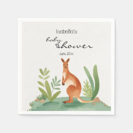 Schattigee Kleine Waterverf Kangoeroe Baby shower Servet
