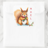 Schattigee kleine Waterverf kerst eekhoorn Noel Vierkante Sticker (Tas)