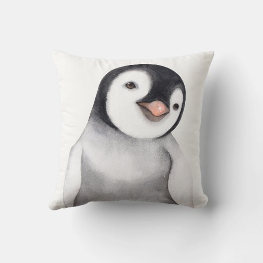 Schattigee Kleine Waterverf Pinguïn Custom Kussen (Achterkant)