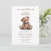 Schattigee kleine welp Waterverf teddybeer 1e verj Kaart (Staand voorkant)