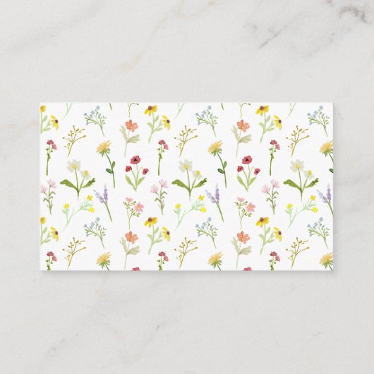 Schattigee kleine wilde bloem baby shower luier lo informatiekaartje (Achterkant)