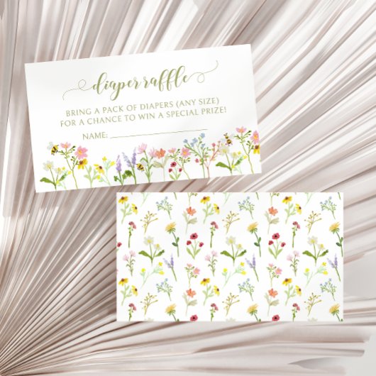 Schattigee kleine wilde bloem baby shower luier lo informatiekaartje