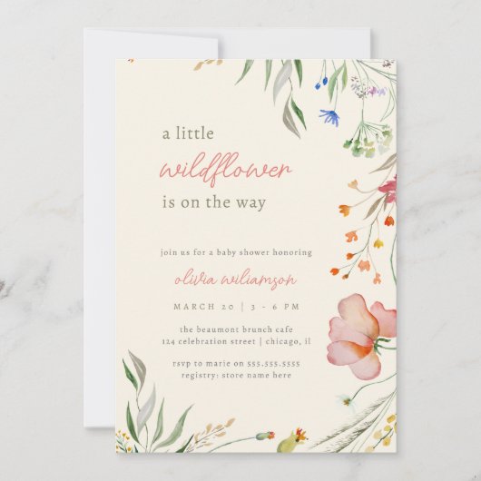 Schattigee kleine wilde bloem bloemenmeisje Baby s Kaart (Voorkant)