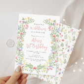 Schattigee kleine wildflower 1e verjaardagsmeisje  kaart