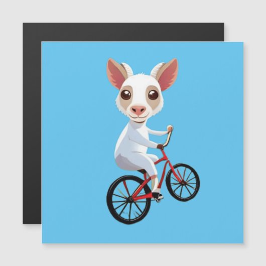 Schattigee kleine witte geit op een fiets (Voorkant / Achterkant)