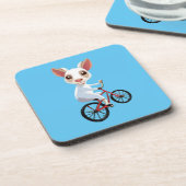 Schattigee kleine witte geit op een fiets bier onderzetter (Linkerzijde)