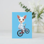 Schattigee kleine witte geit op een fiets briefkaart (Staand voorkant)