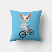 Schattigee kleine witte geit op een fiets kussen (Achterkant)