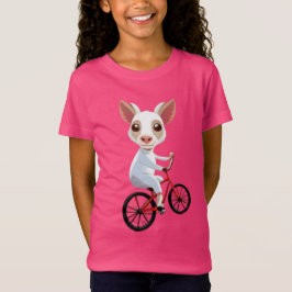 Schattigee kleine witte geit op een fiets t-shirt