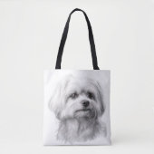 SCHATTIGEE KLEINE WITTE MALTESE PUPPYHOND TOTE BAG (Voorkant)
