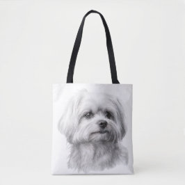 SCHATTIGEE KLEINE WITTE MALTESE PUPPYHOND TOTE BAG