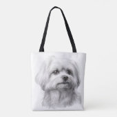 SCHATTIGEE KLEINE WITTE MALTESE PUPPYHOND TOTE BAG (Achterkant)