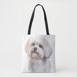 SCHATTIGEE KLEINE WITTE MALTESE PUPPYHOND TOTE BAG