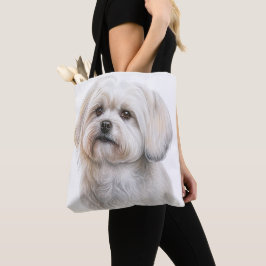 SCHATTIGEE KLEINE WITTE MALTESE PUPPYHOND TOTE BAG