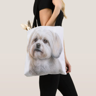 SCHATTIGEE KLEINE WITTE MALTESE PUPPYHOND TOTE BAG