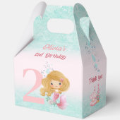 Schattigee kleine zeemeermin blond haar roze grote bedankdoosjes (Achterkant)