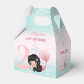 Schattigee kleine zeemeermin donker haar roze klei bedankdoosjes (Voorkant Zijde)