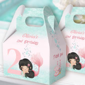 Schattigee kleine zeemeermin donker haar roze klei bedankdoosjes