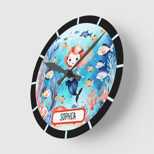 Schattigee kleine zeemeermin onder het Zee geperso Ronde Klok (Hoek)