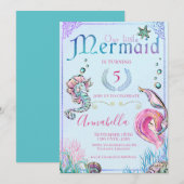 Schattigee kleine zeemeermin onder het Zee partij Kaart (Voorkant / Achterkant)