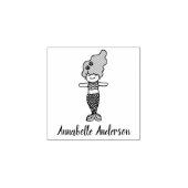 Schattigee kleine zeemeermin personaliseren rubberstempel (Afrduk)