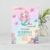 Schattigee kleine zeemeermin roze paarse 3e Verjaa Kaart (Staand voorkant)